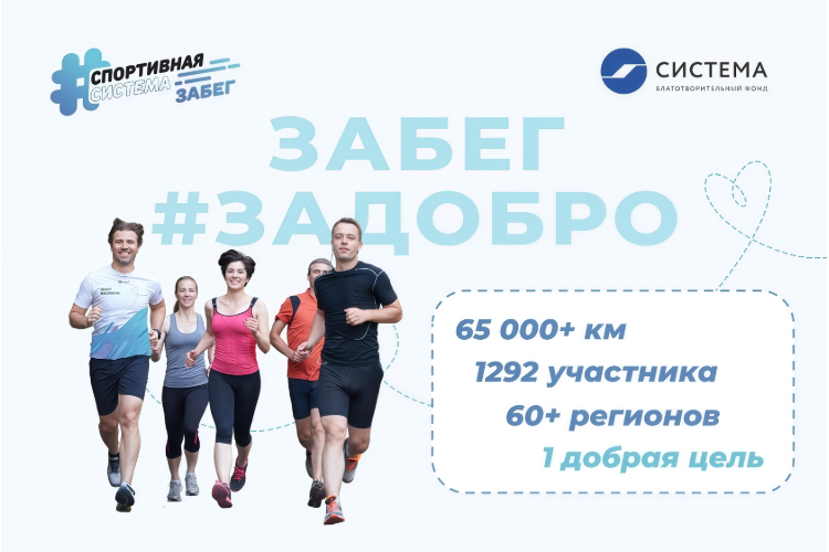 Участники благотворительной спортивной онлайн-акции Забег #ЗаДобро от БФ «Система» пробежали 1,5 длины экватора